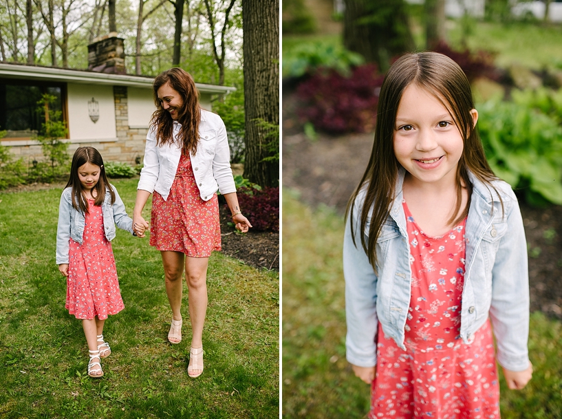 mom and daughter walking holding hands