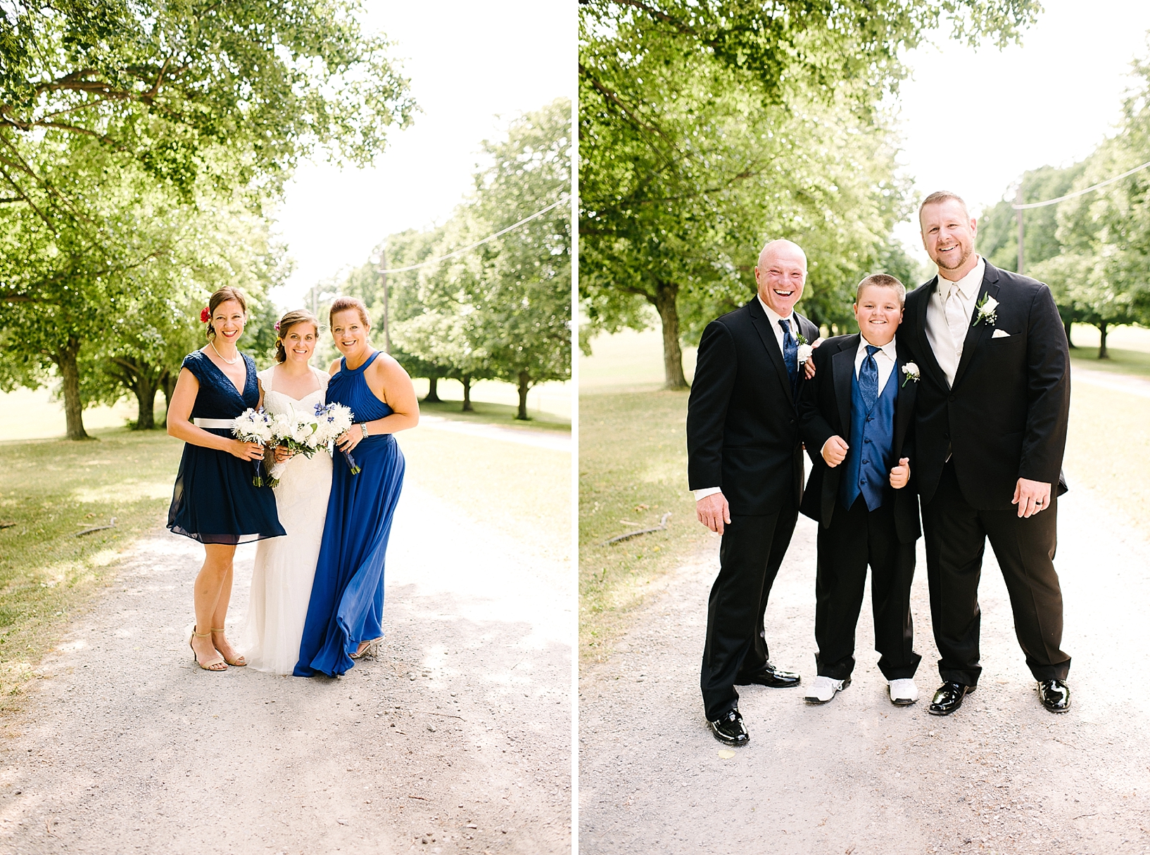 bridal part standing on country dirt road