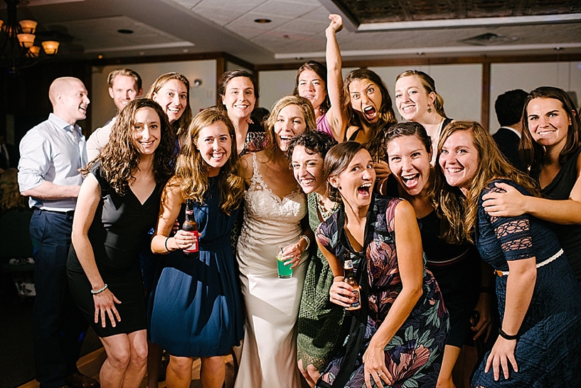 bride with group of her friends at reception
