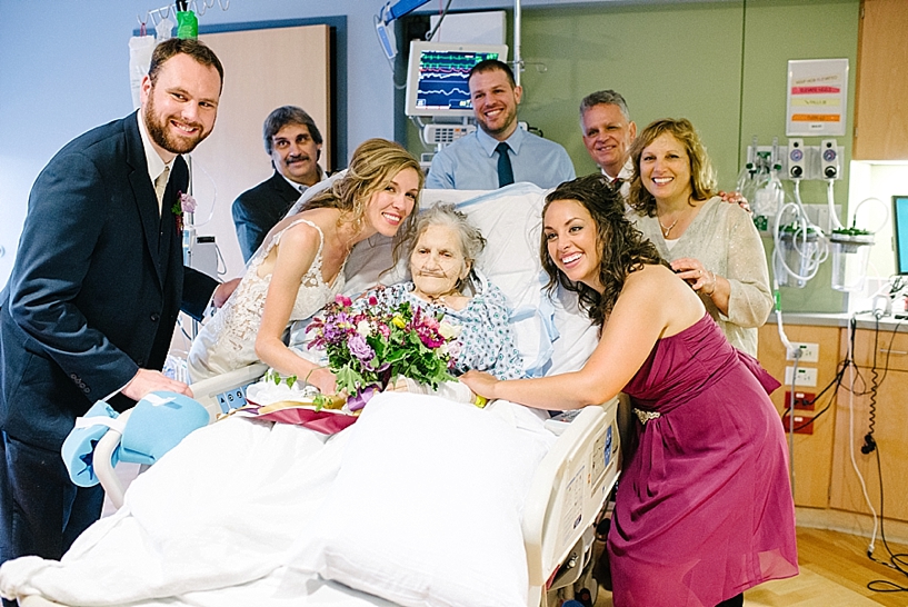 family surrounding grandmother's hospital bed