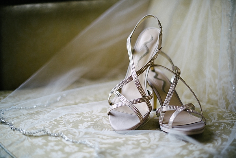 high heels on bridal veil