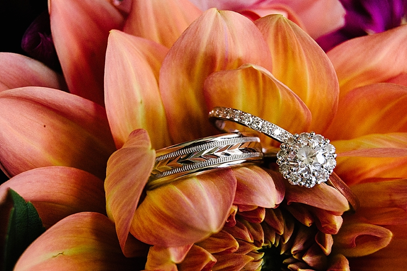 wedding rings on orange zhalia
