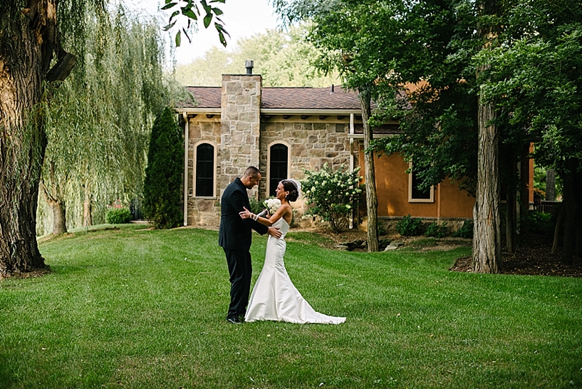 First Look between bride and groom at Gervasi Vineyard villas
