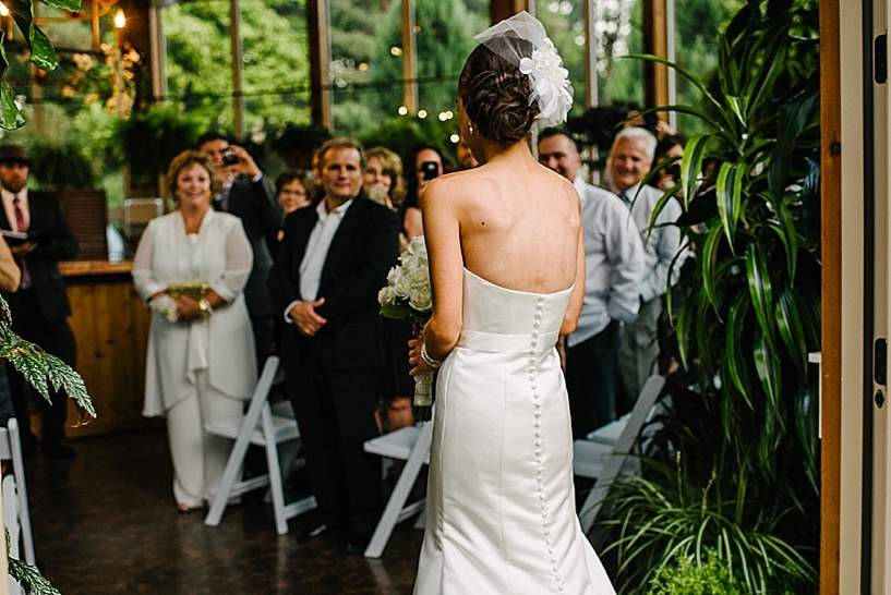 bride walking into Conservatory wedding ceremony