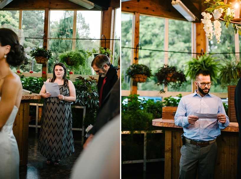 readings during intimate wedding ceremony at the Gervasi Vineyard Conservatory