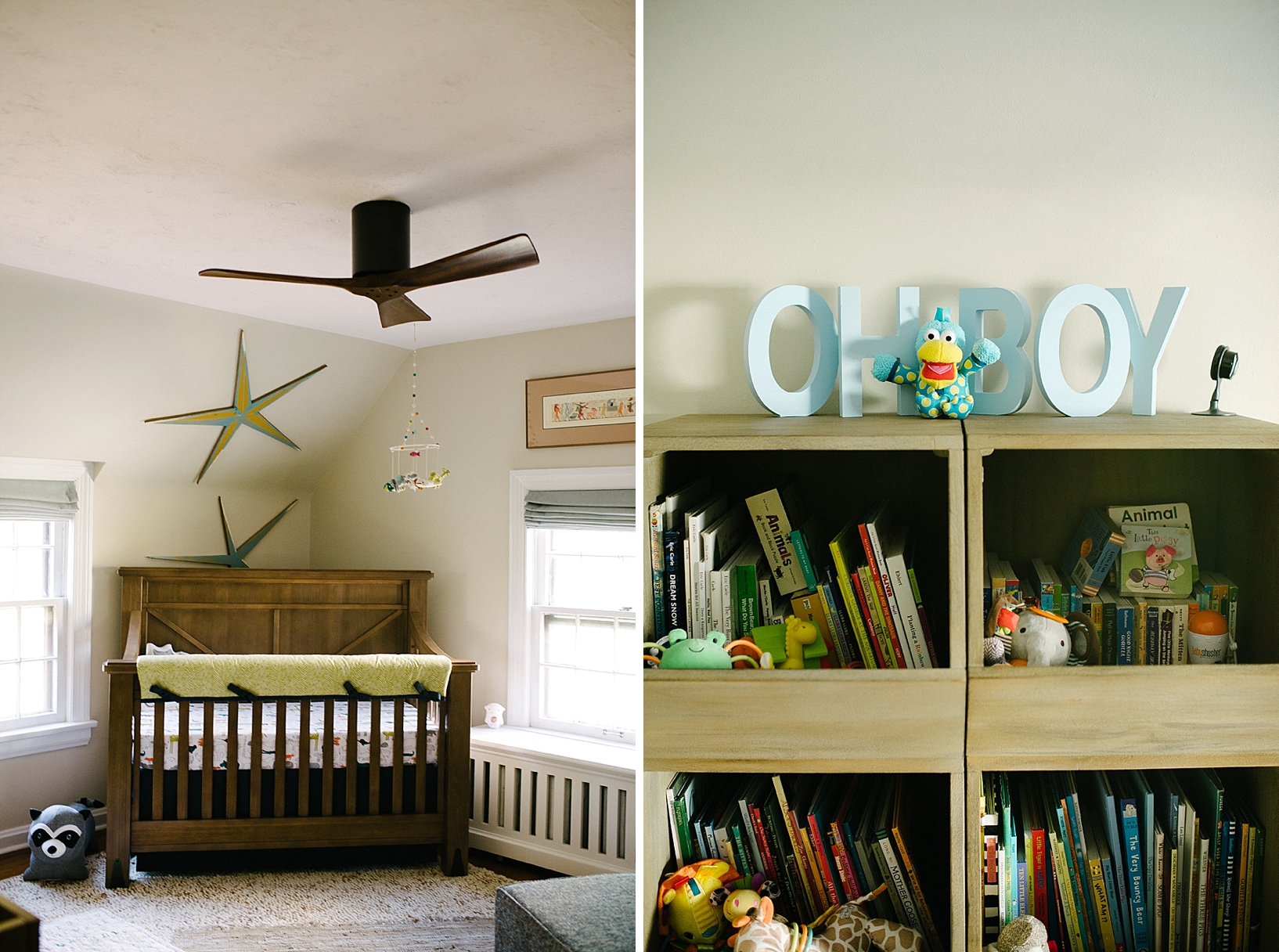 eclectic modern nursery with animal theme