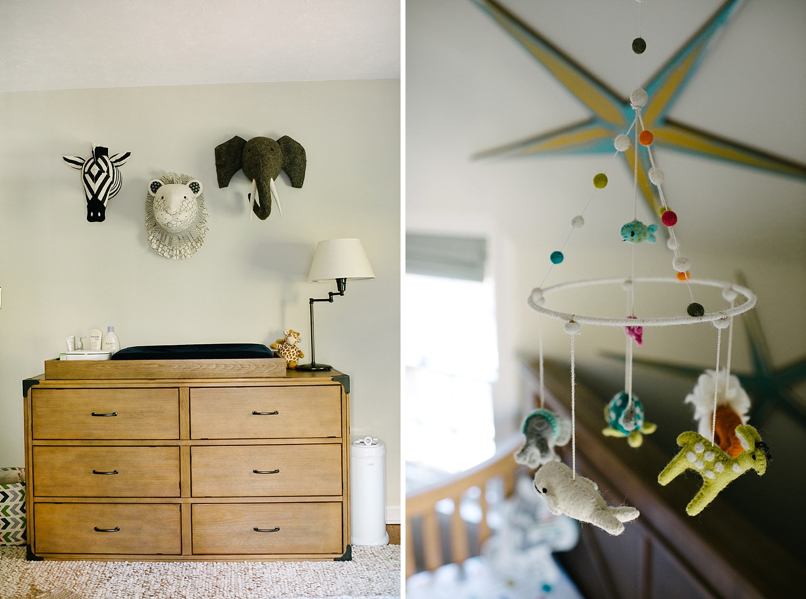 eclectic modern nursery with animal theme