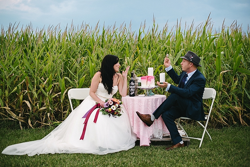 Allison in Wonderland themed wedding portraits in corn field