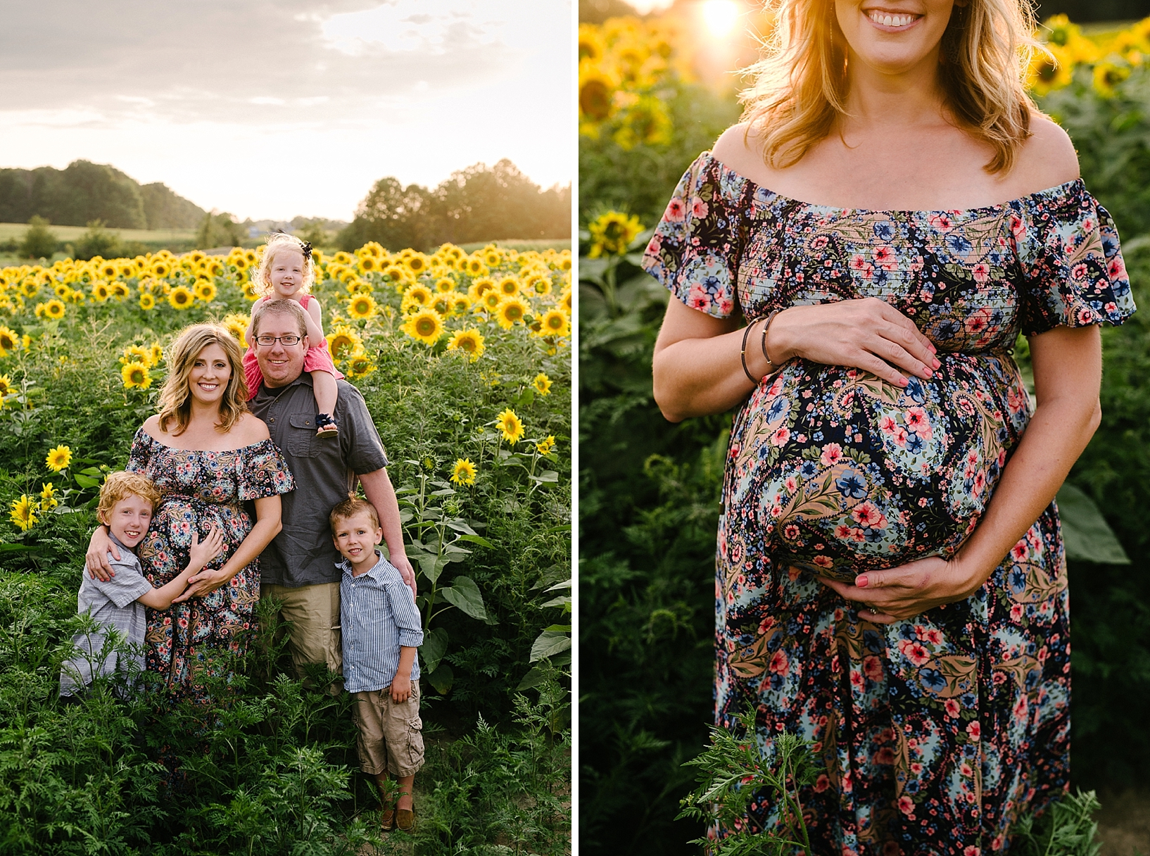 sunflower field maternity family session_0003