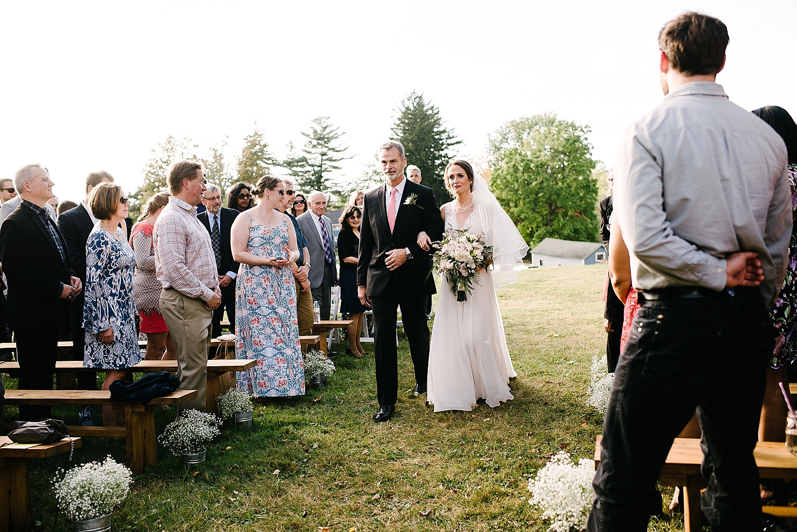 father of the bride walking bride down aisle outdoor ceremony Stone Ledge Farm Twinsburg OH
