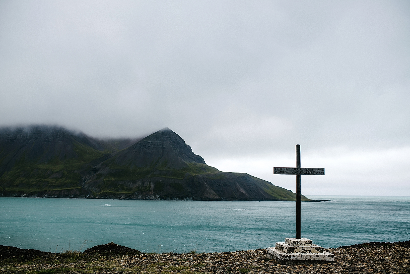 cross by the ocean in Iceland