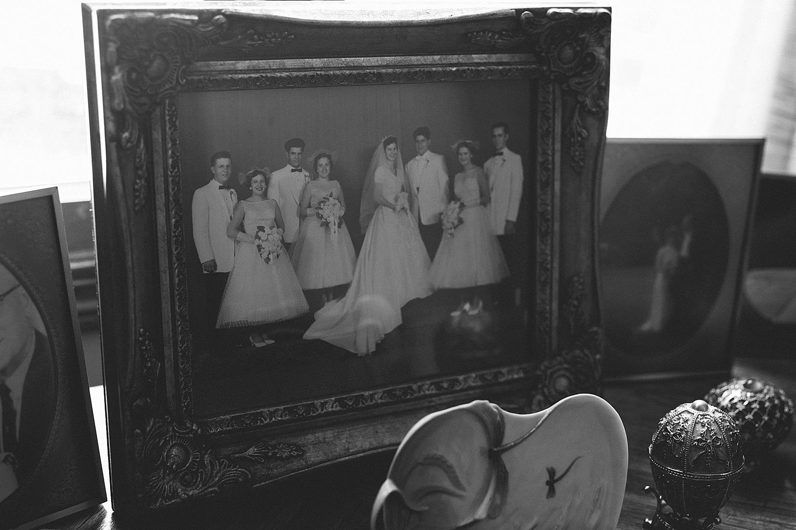 old family photographs in frames