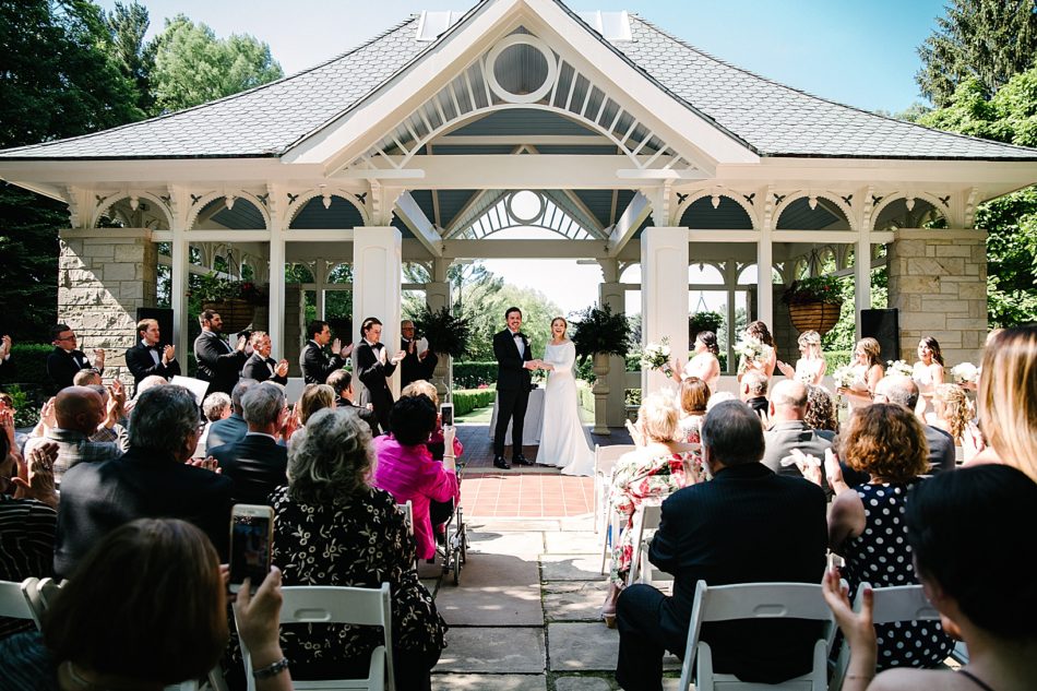 wedding ceremony at the Kidston Pavilion at the Mill creek Park Fellows Riverside Gardens