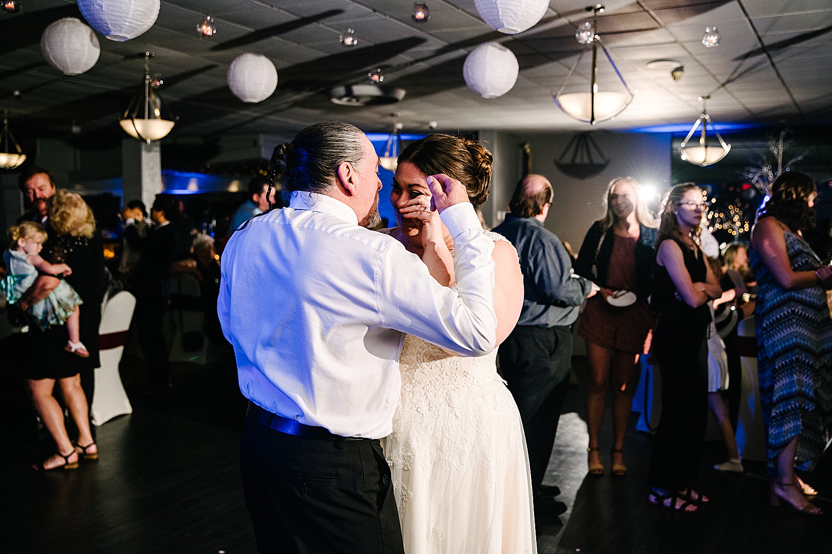 Bride and father of the bride have their dance on the dance floor of DiLucia's Banquet Hall