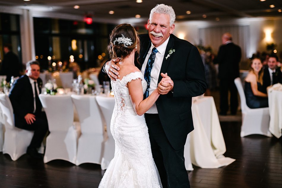 Bride and father of bride have their dance on the dancefloor of the Lake Club.