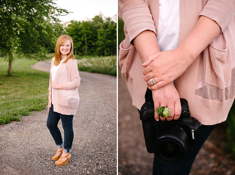 redheaded woman holding a Canon 5D Mark