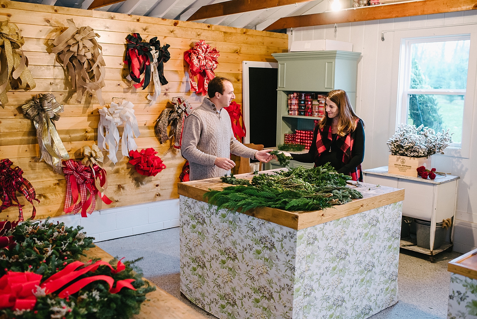 wreath workshop on Christmas tree farm