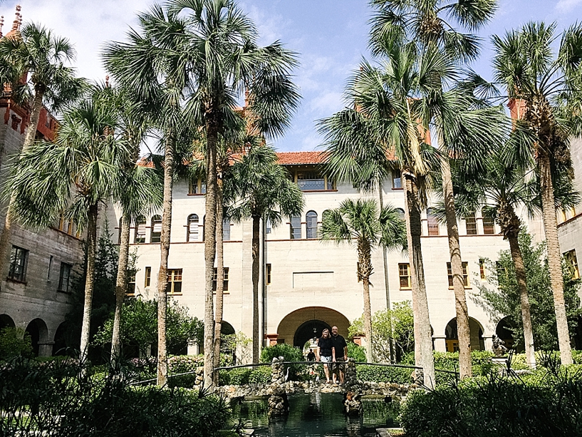 palm trees surrounding the Lightner museum in St. Augustine FL