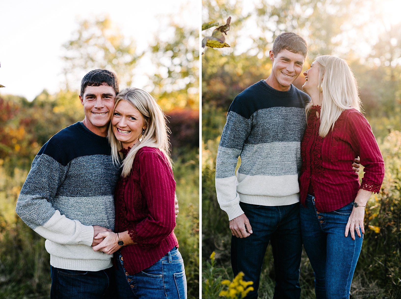 couple laughing during family portraits