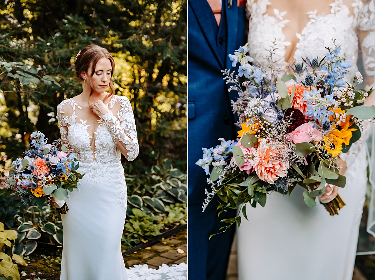 bride with flower bouquet by Blooming Crazy Youngstown Ohio