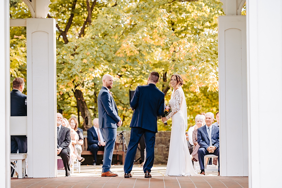 wedding ceremony at Kidston Pavilion at Fellows Riverside Garden