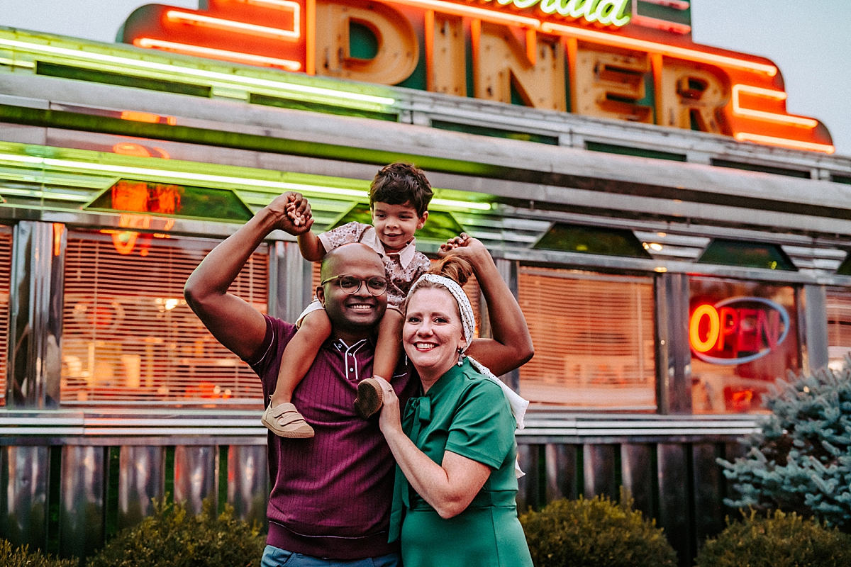 retro themed family session at Rhonda's Emerald Diner Hubbard OH
