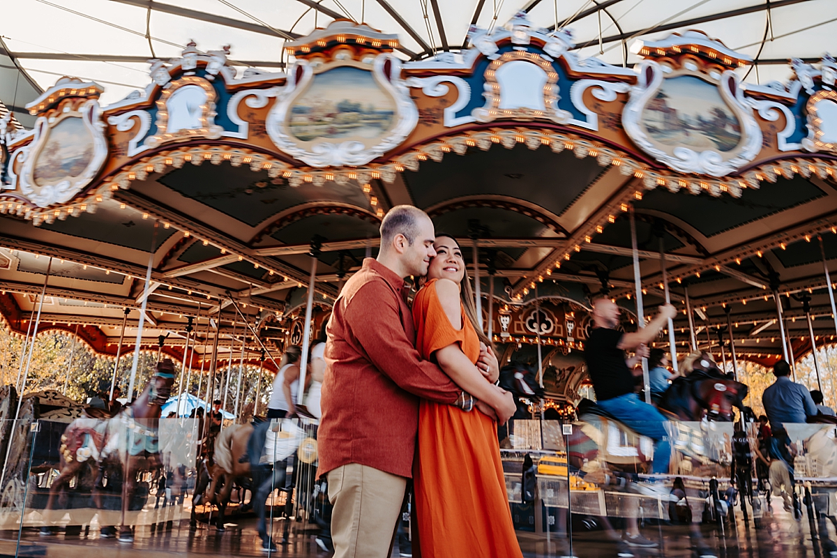 engagement photos at Jane's Carousel in NYC