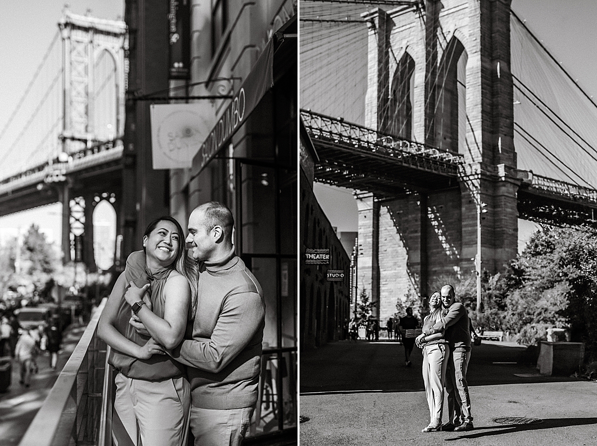 engagement photos at the Brooklyn Bridge