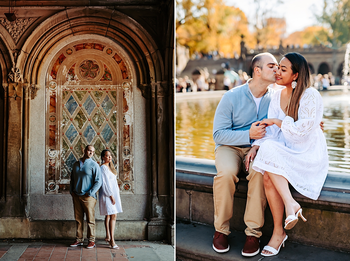 engagement photos at Bethesda Terrace in Central Park