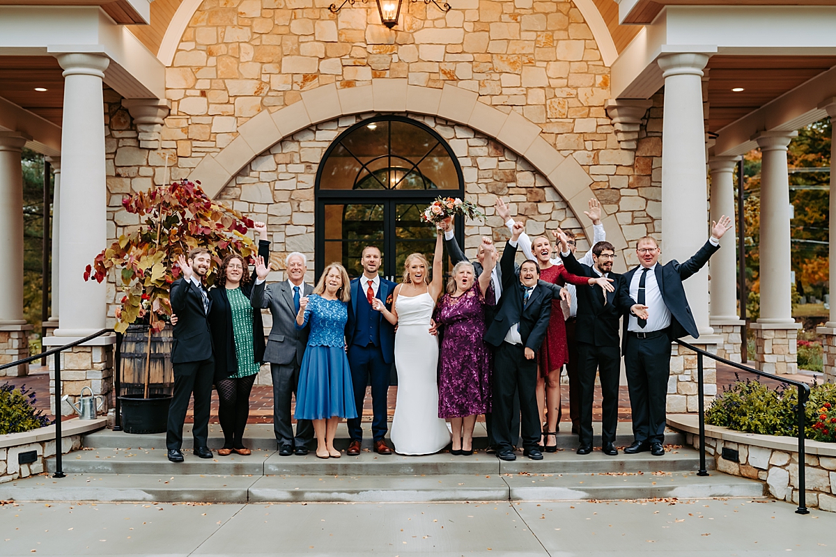 intimate fall wedding at Idabelle Firestone Gathering Place steps