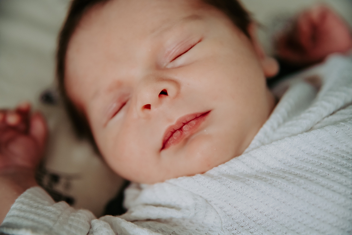 close up of newborn sleeping