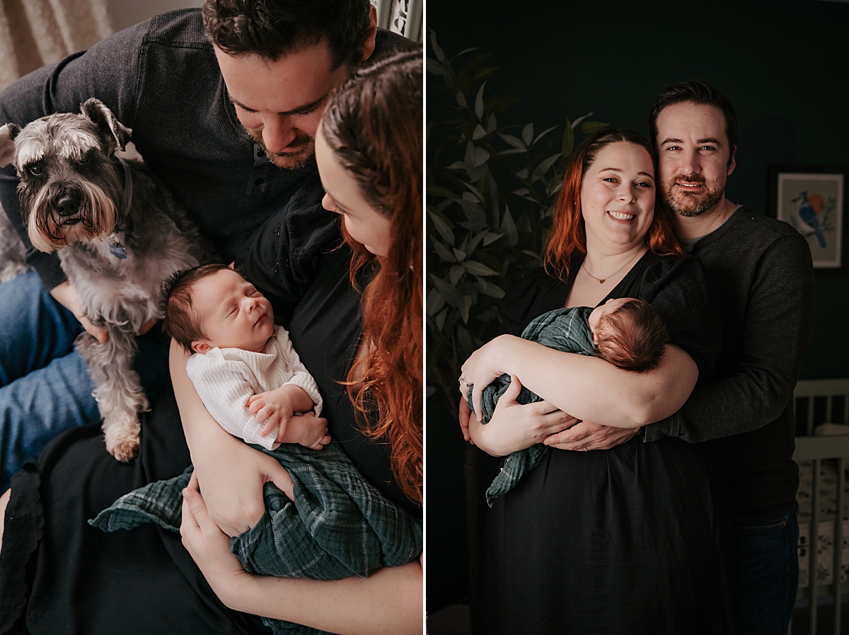 newborn family portraits with dog
