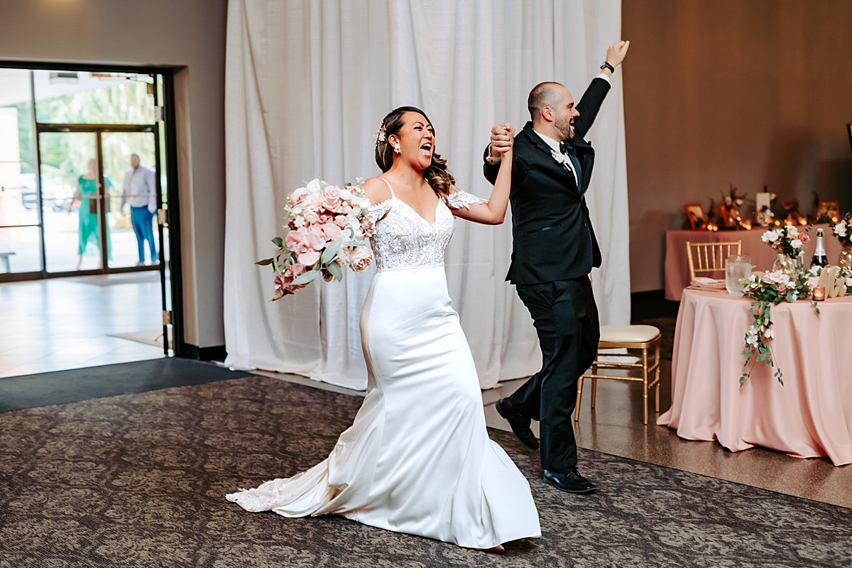 bride and groom entering reception at The Maronite Center in Youngstown OH