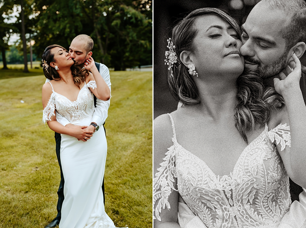 bride and groom sunset portraits