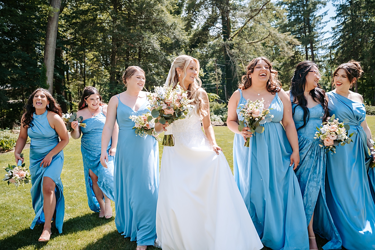 bridal party portraits taken by Carlyn K Photography at Ford Nature Center in Mill Creek Park