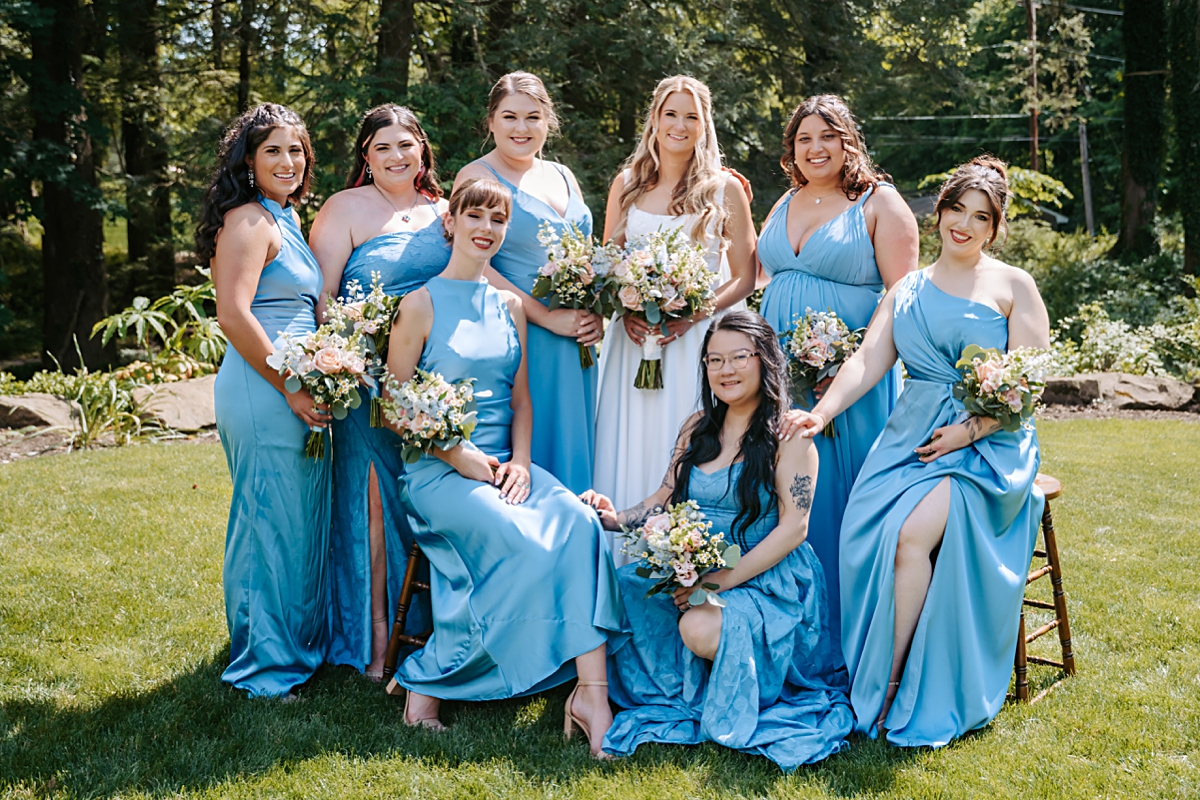 bridal party portraits taken by Carlyn K Photography at Ford Nature Center in Mill Creek Park