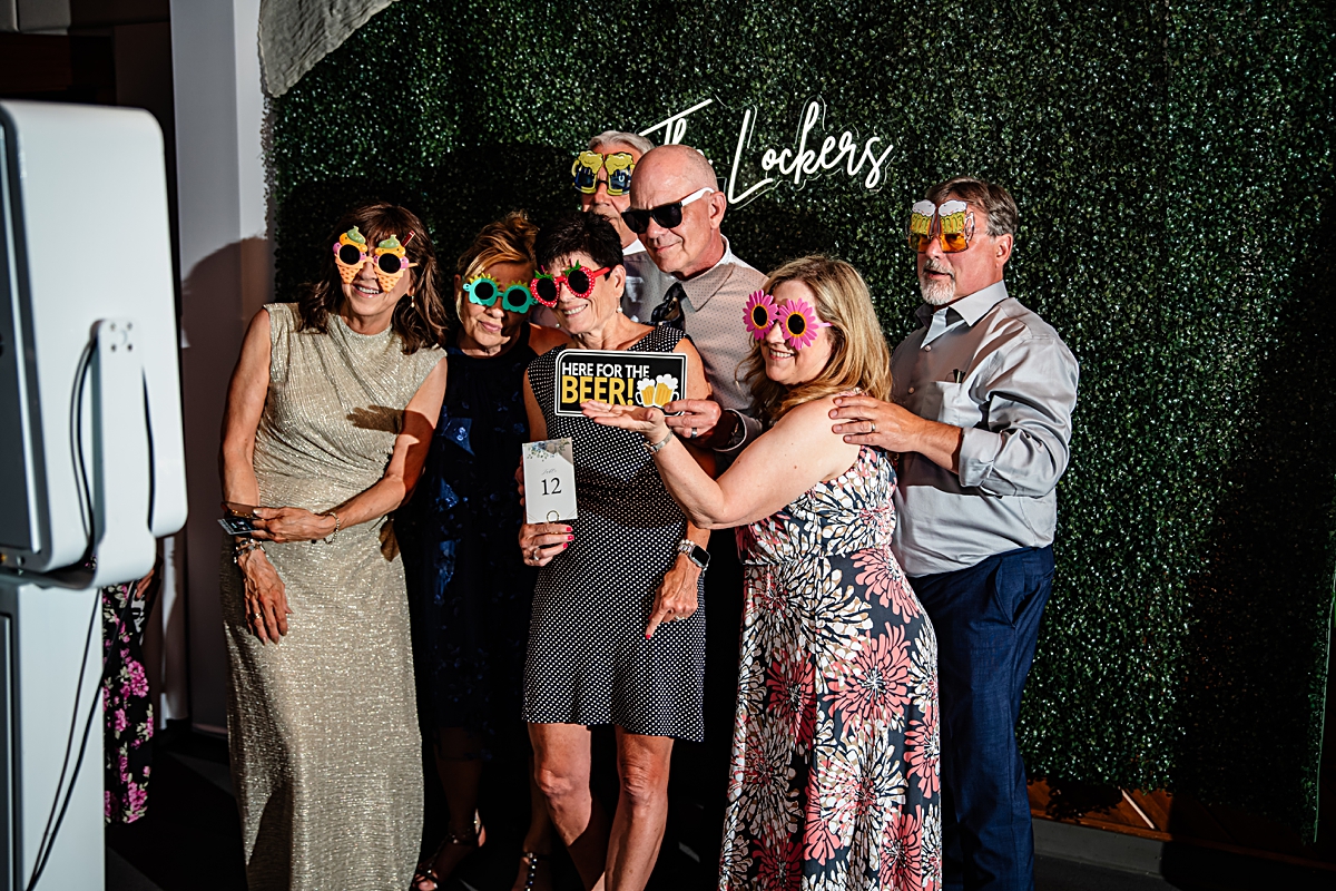 guests at photobooth during wedding reception