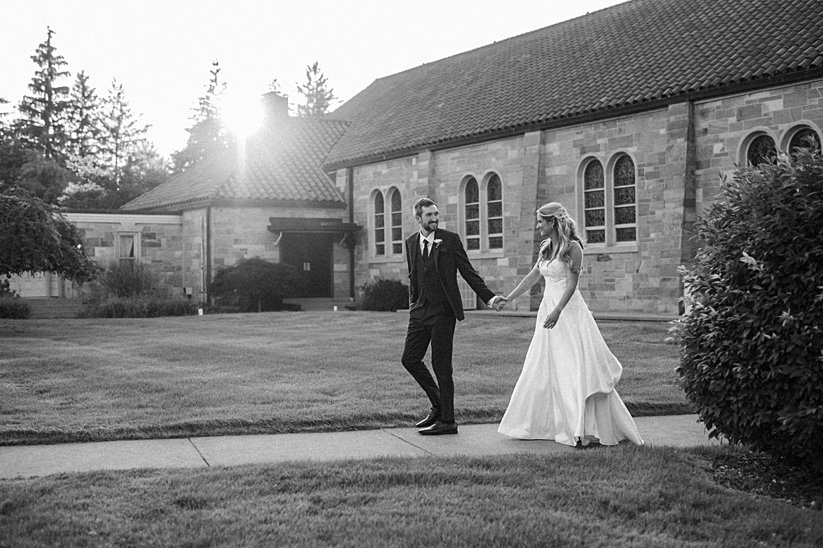 wedding portraits taken during golden hour at Assumption Social Center in Youngstown OH